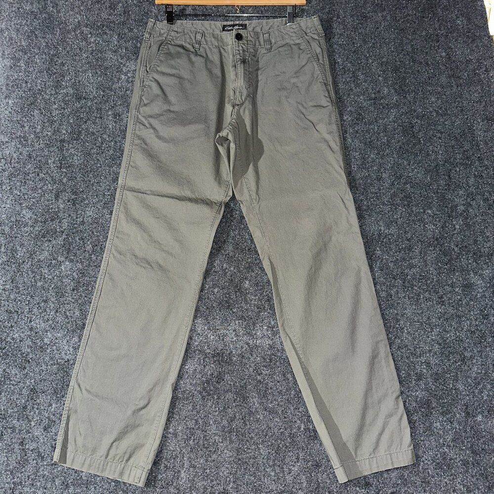 Eddie Bauer  Pants Mens 36  Khaki Green Chino Cotton Pockets Straight Leg